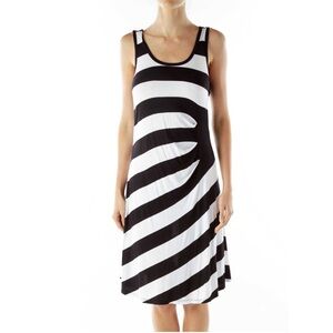 Calvin Klein Striped Scrunched Dress Sz L